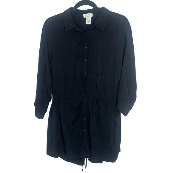 L Space Black Swimsuit Cover Up Mini Dress Elastic Waist Beach Vacay Travel XS - Picture 1 of 9